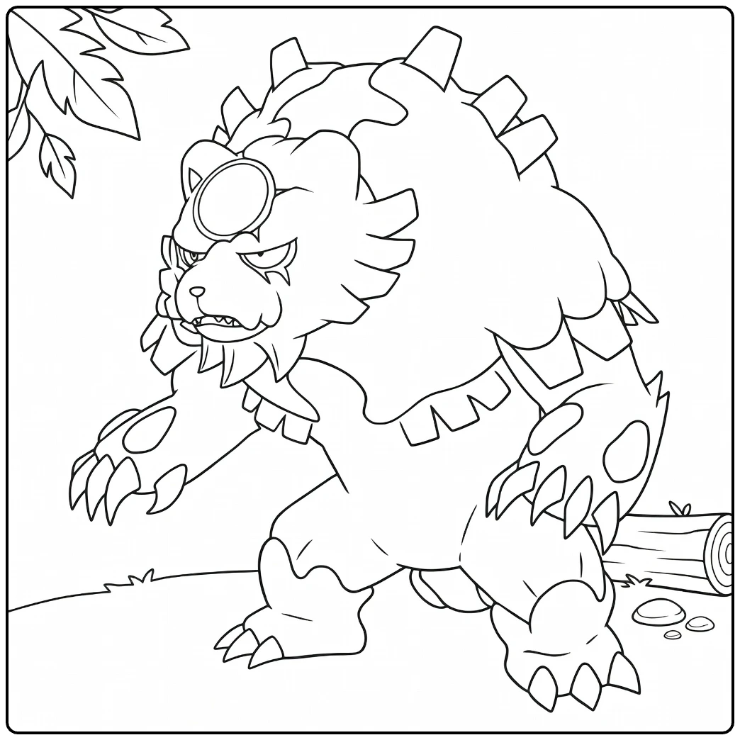 ursaluna bloodmoon coloring page in bos with bladeren and stam