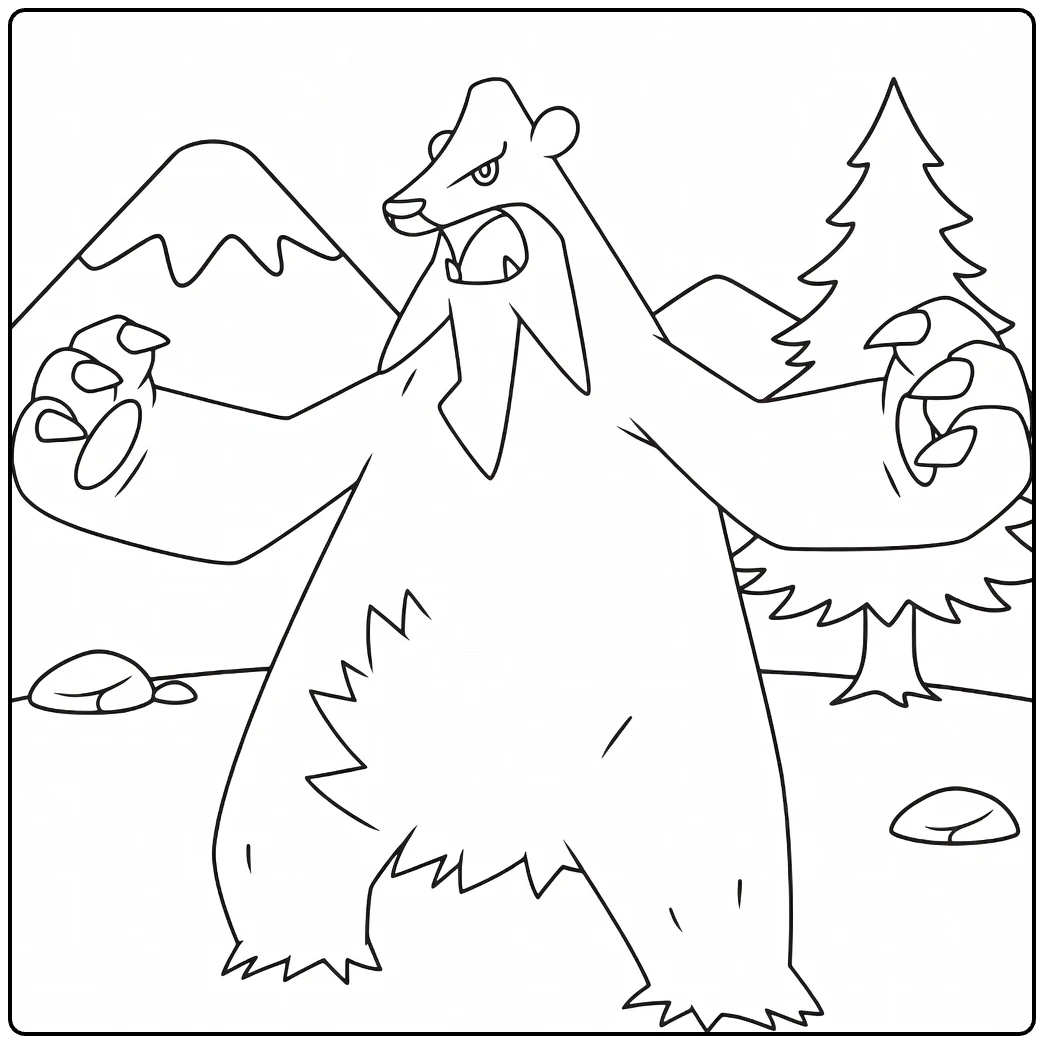 Ursaluna Growling in Mountainous Bos coloring page