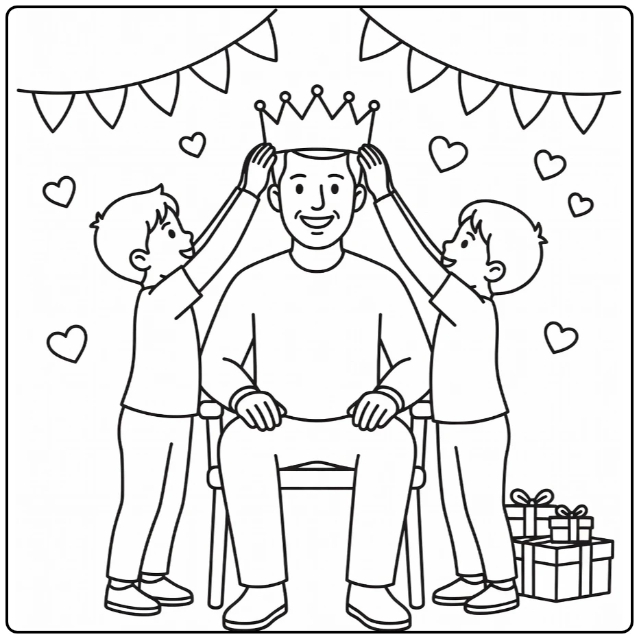 vaderdag Trotse Vader with Papieren Crown coloring page