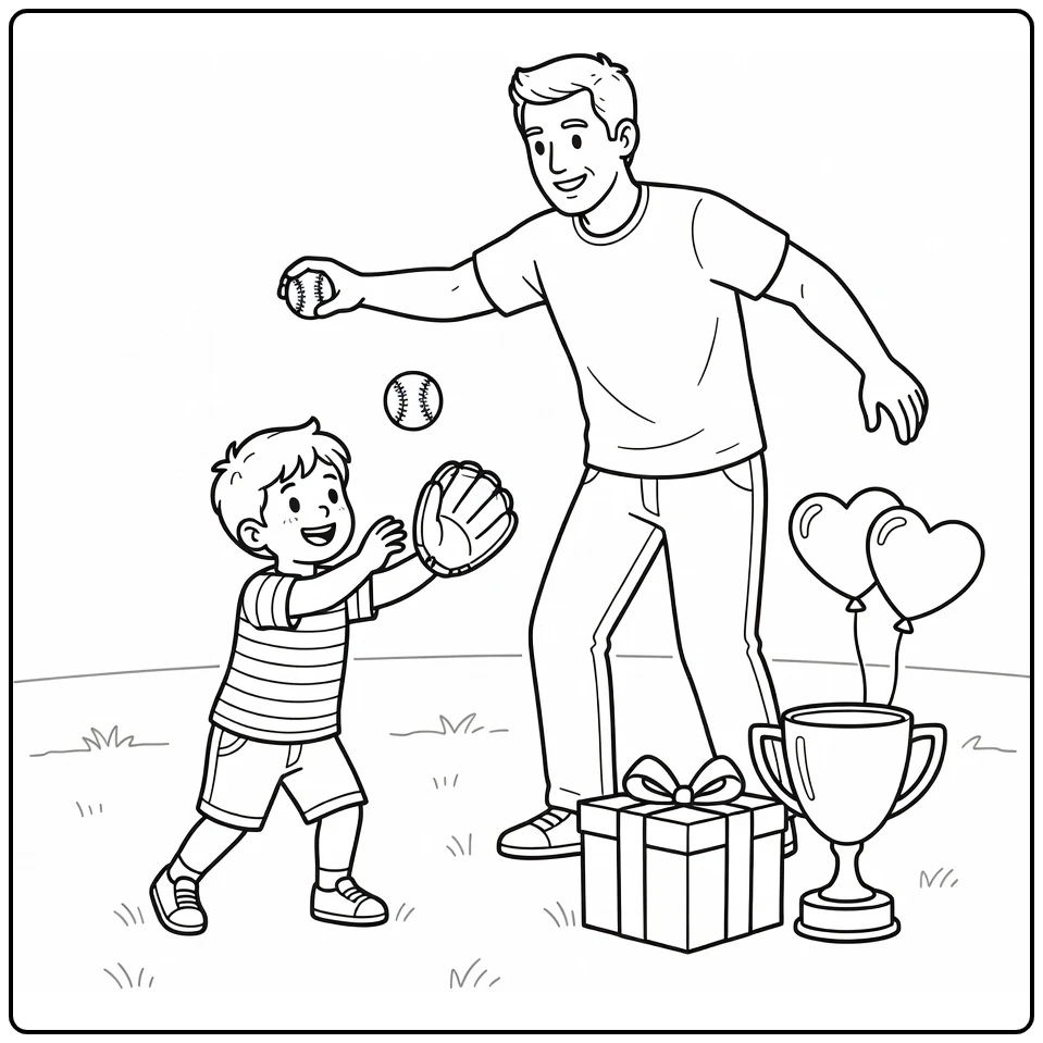 vaderdag coloring page vader and kind spelen catch