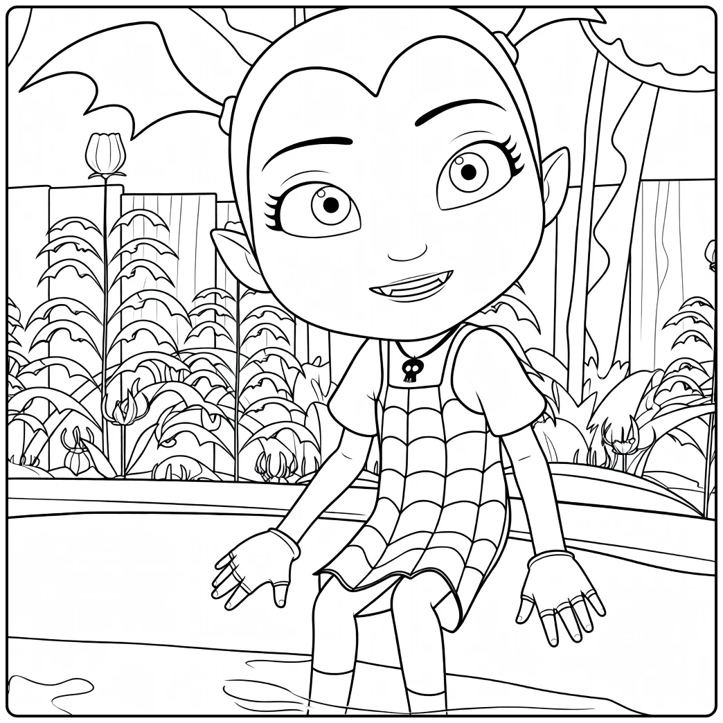 vampirina Flowers and Hek coloring page