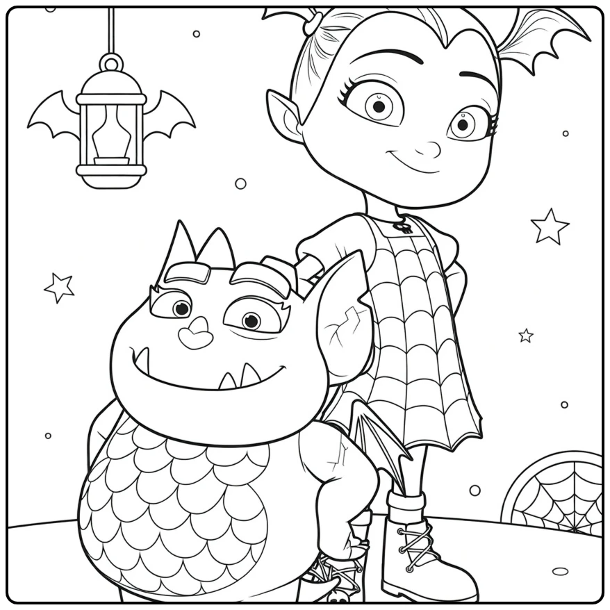 Vampirina coloring page with Vampirina and a cute monster