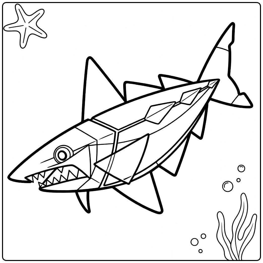 veluza coloring page tough haai underwater scene