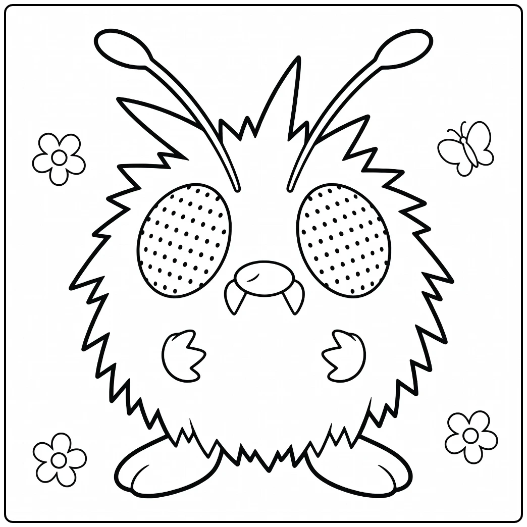 Venonat Butterfly and Flowers coloring page