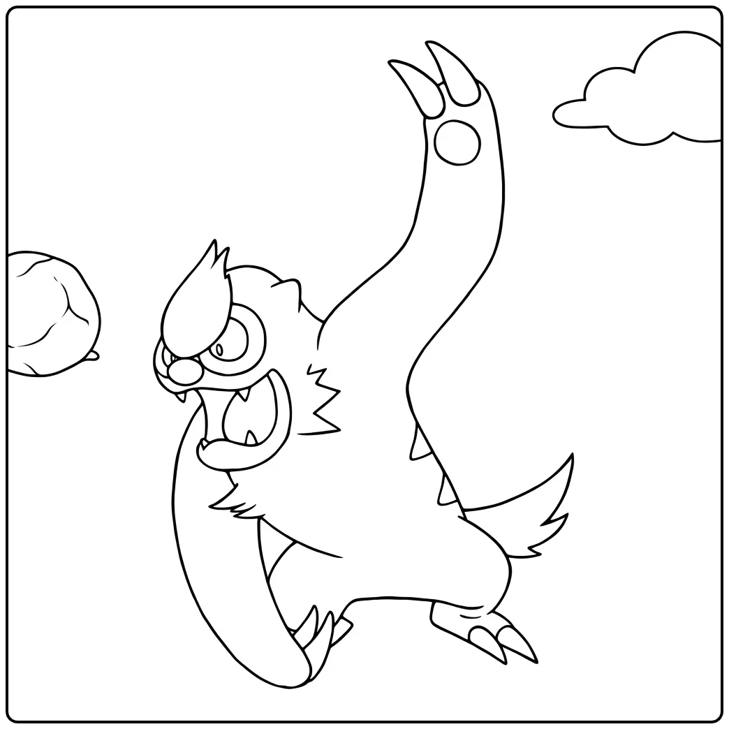 vigoroth coloring page in felle sprong with ball