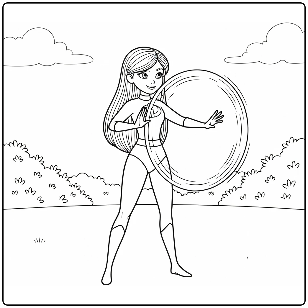 violet parr coloring page superheldin with ronde krachtveld