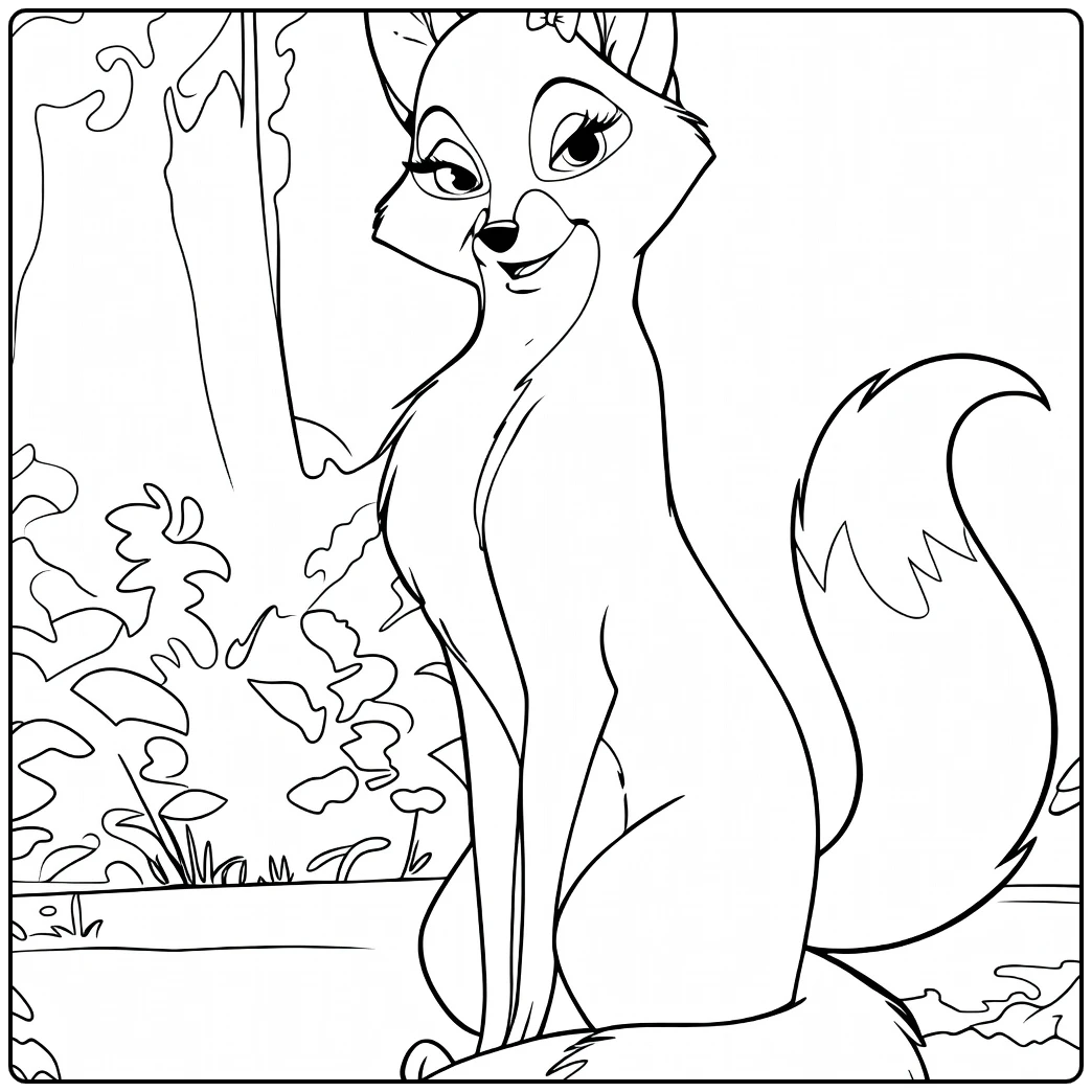 vixey Cute Vos in Het Bos coloring page