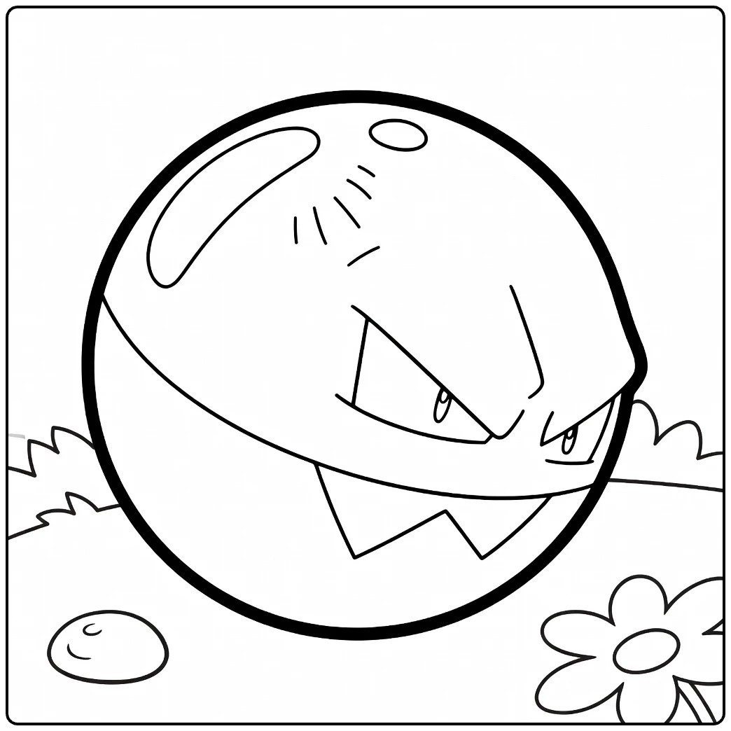 Voltorb Pokemon Boos Face coloring page