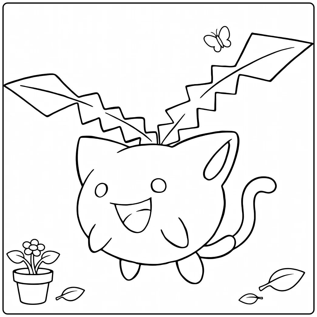 Cheerful Hoppip Pokemon in Nature Setting coloring page