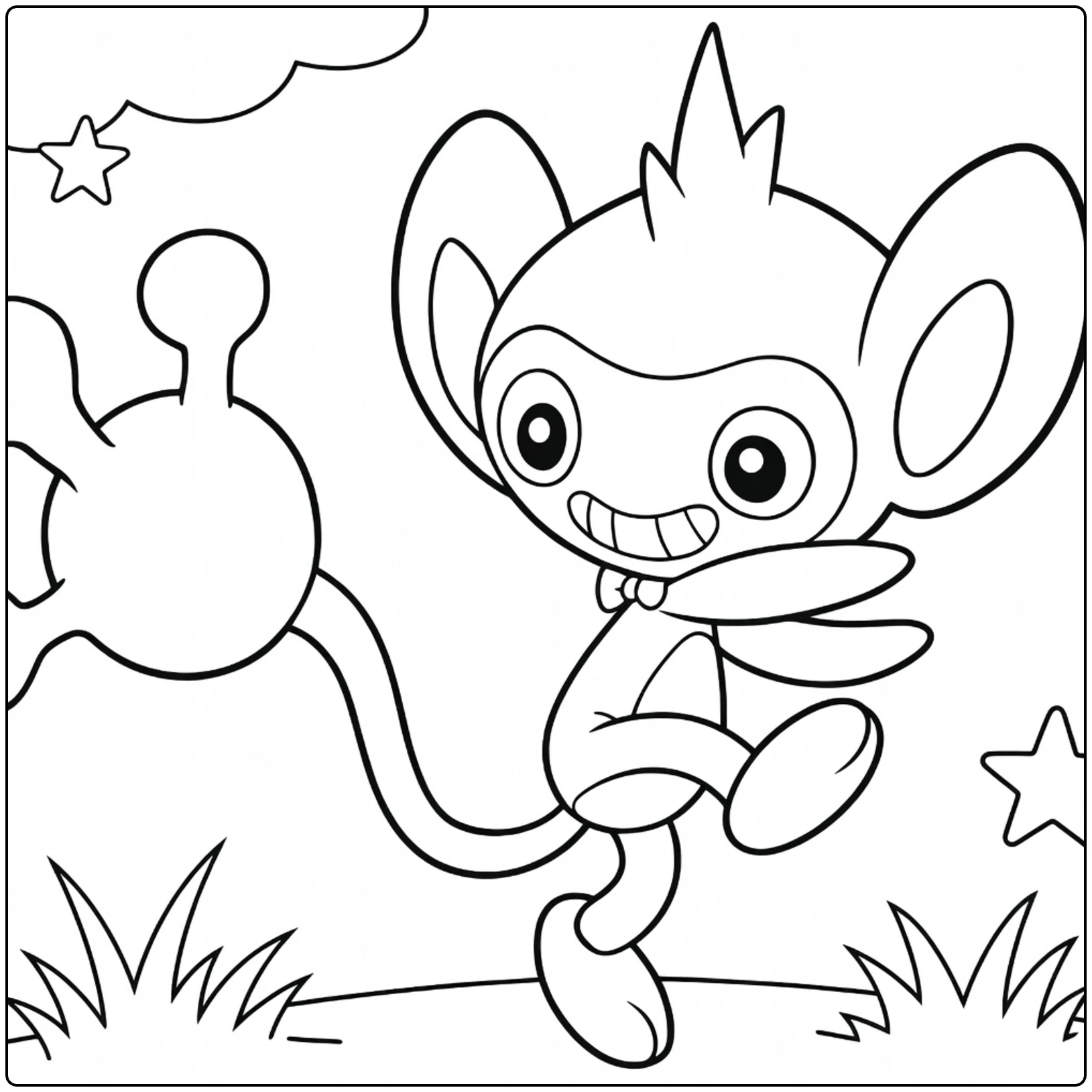 cheerful igglybuff coloring page of happy Pokemon