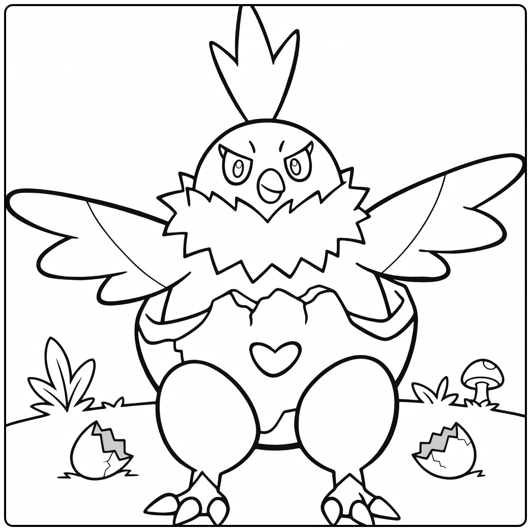 Vullaby Cute Angry Baby with Wings Wide coloring page
