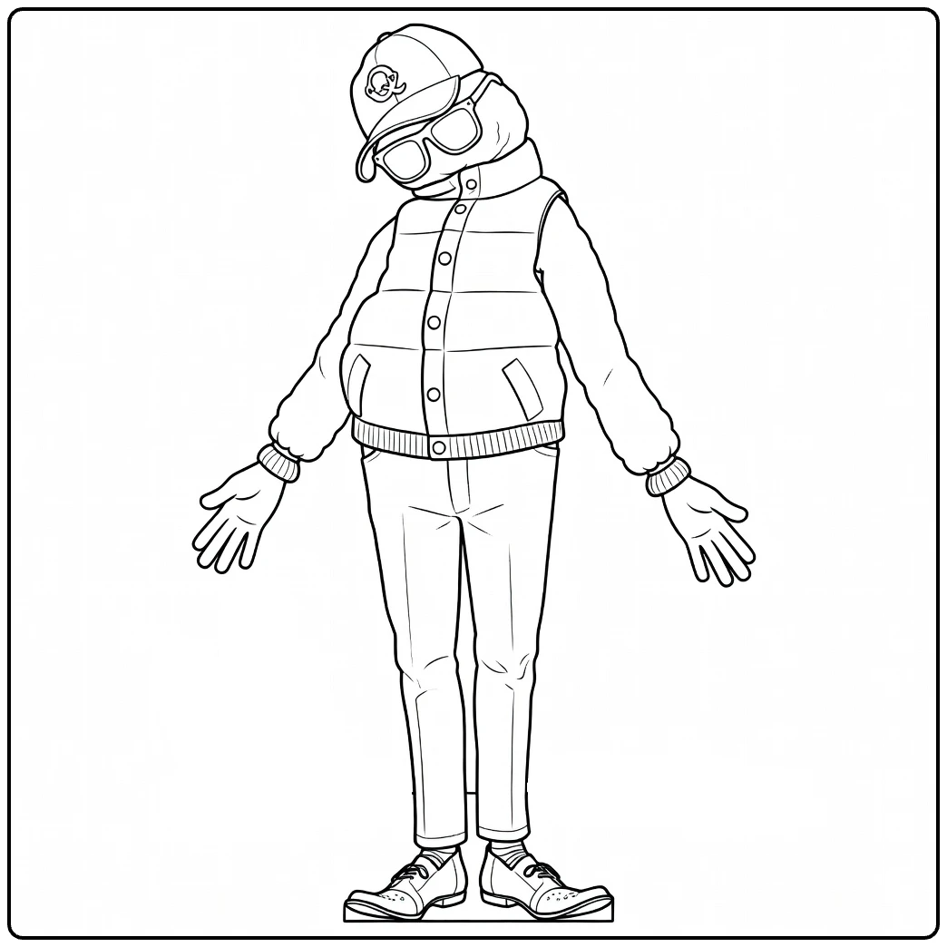 Wilden Lightfoot coloring page showing him in a cap and padded vest