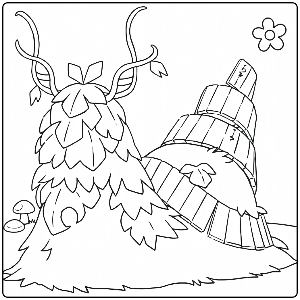 Wo Chien Leafy Pokemon Snail with Horns coloring page