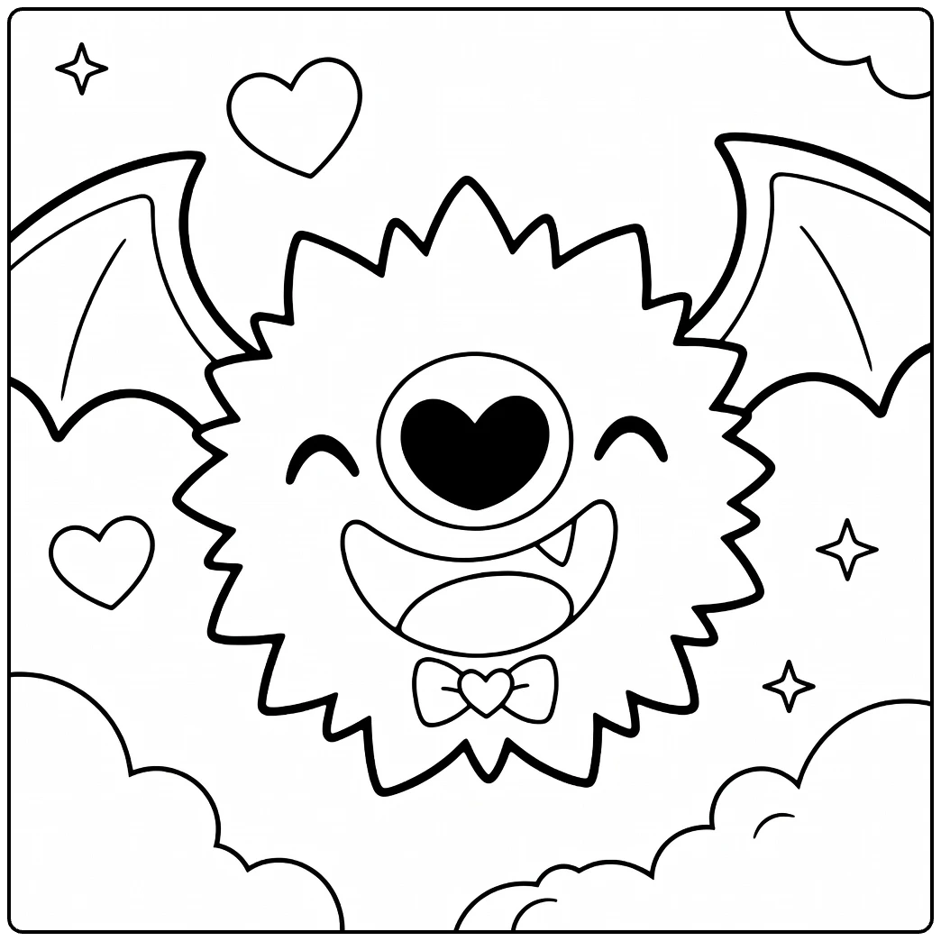 woobat coloring page cute smiling bat with strikje