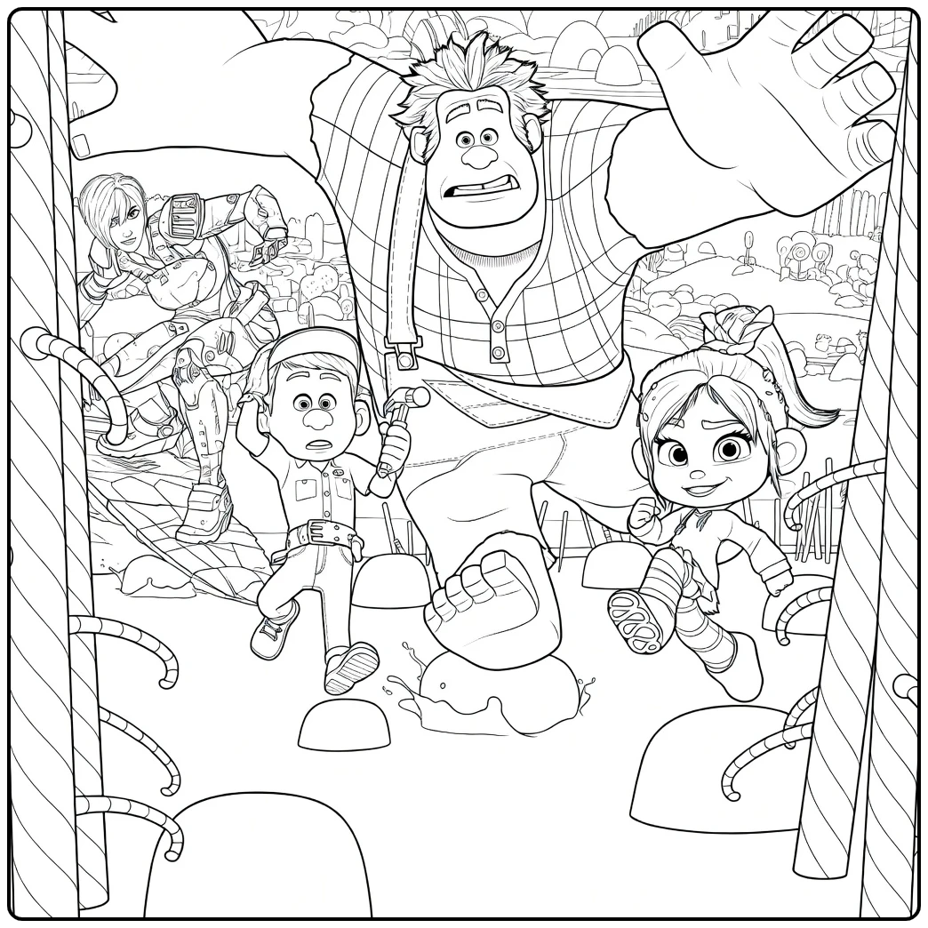 wreck It Ralph the Heroes in Action coloring page