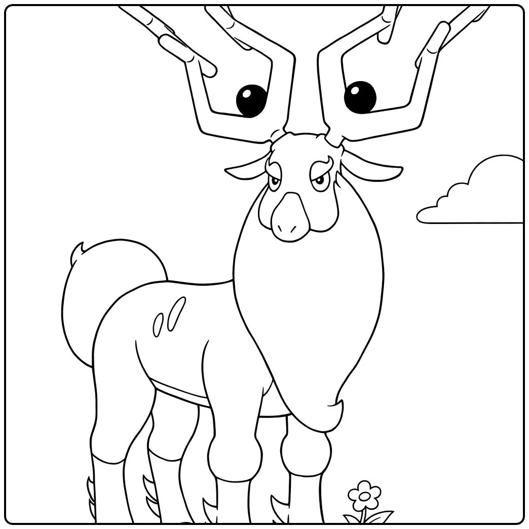 wyrdeer coloring page of stoer Pokemon hert with big hoorns