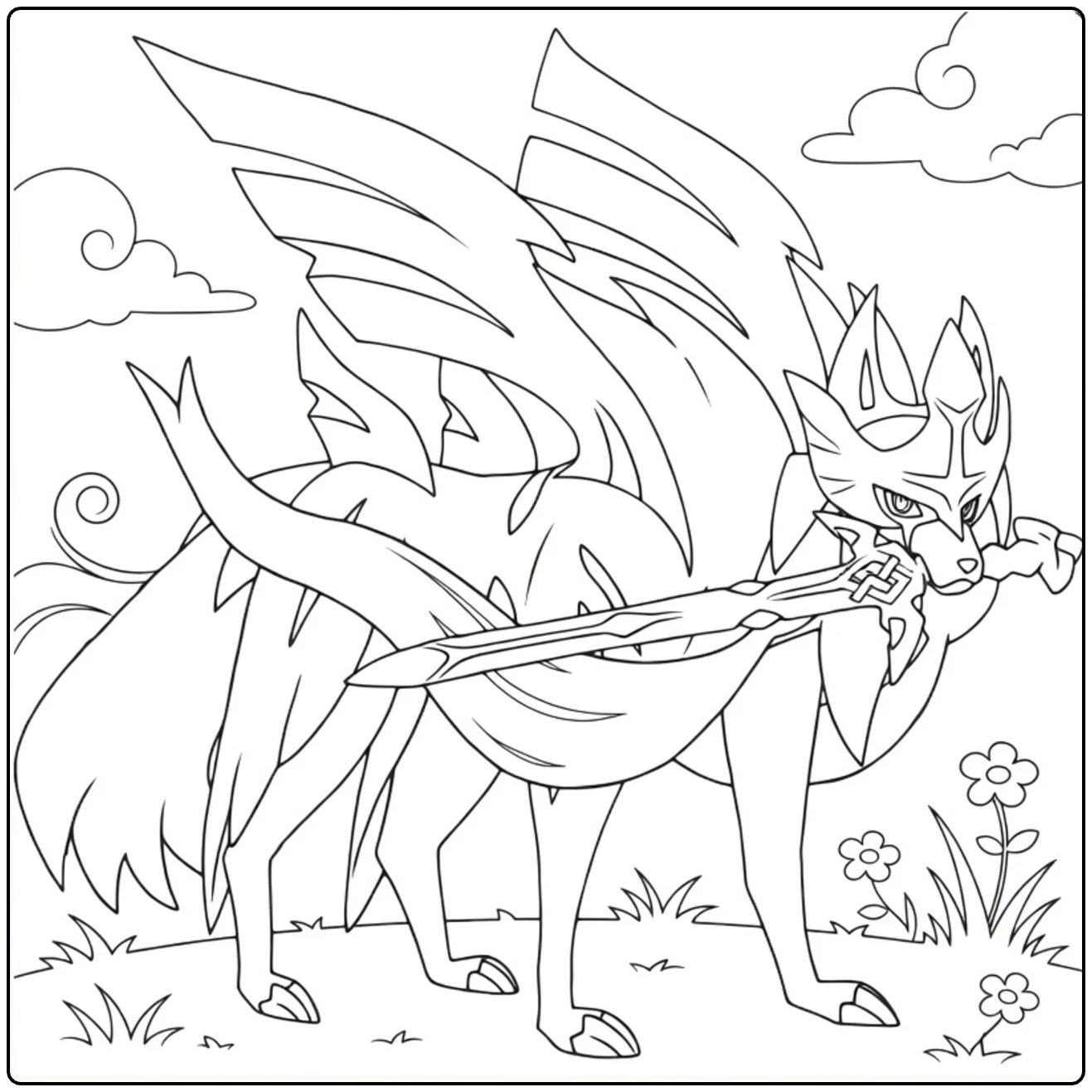 Zacian Legendary Pokemon Wolf coloring page