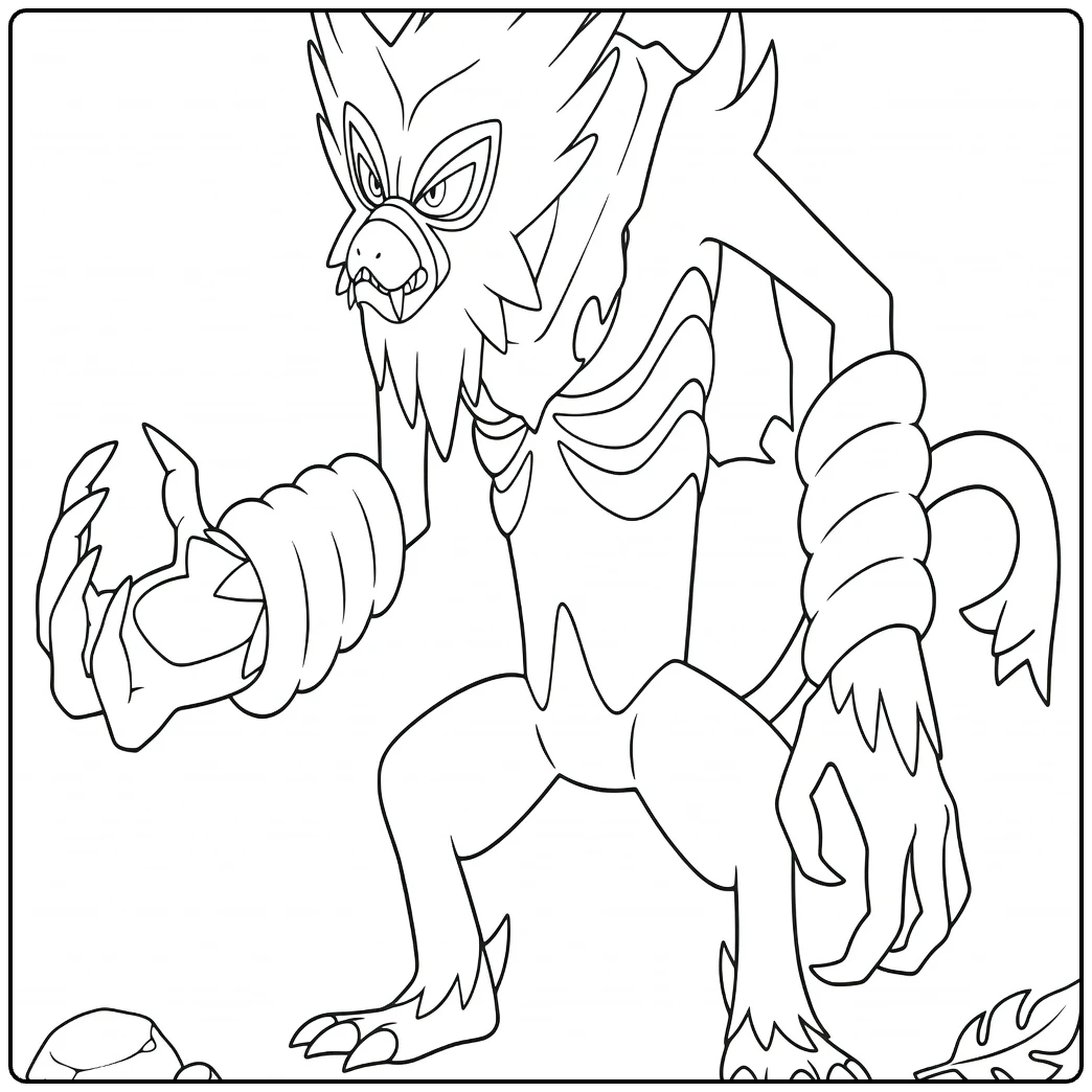 Zarude Tough Wild Pokemon Warrior coloring page