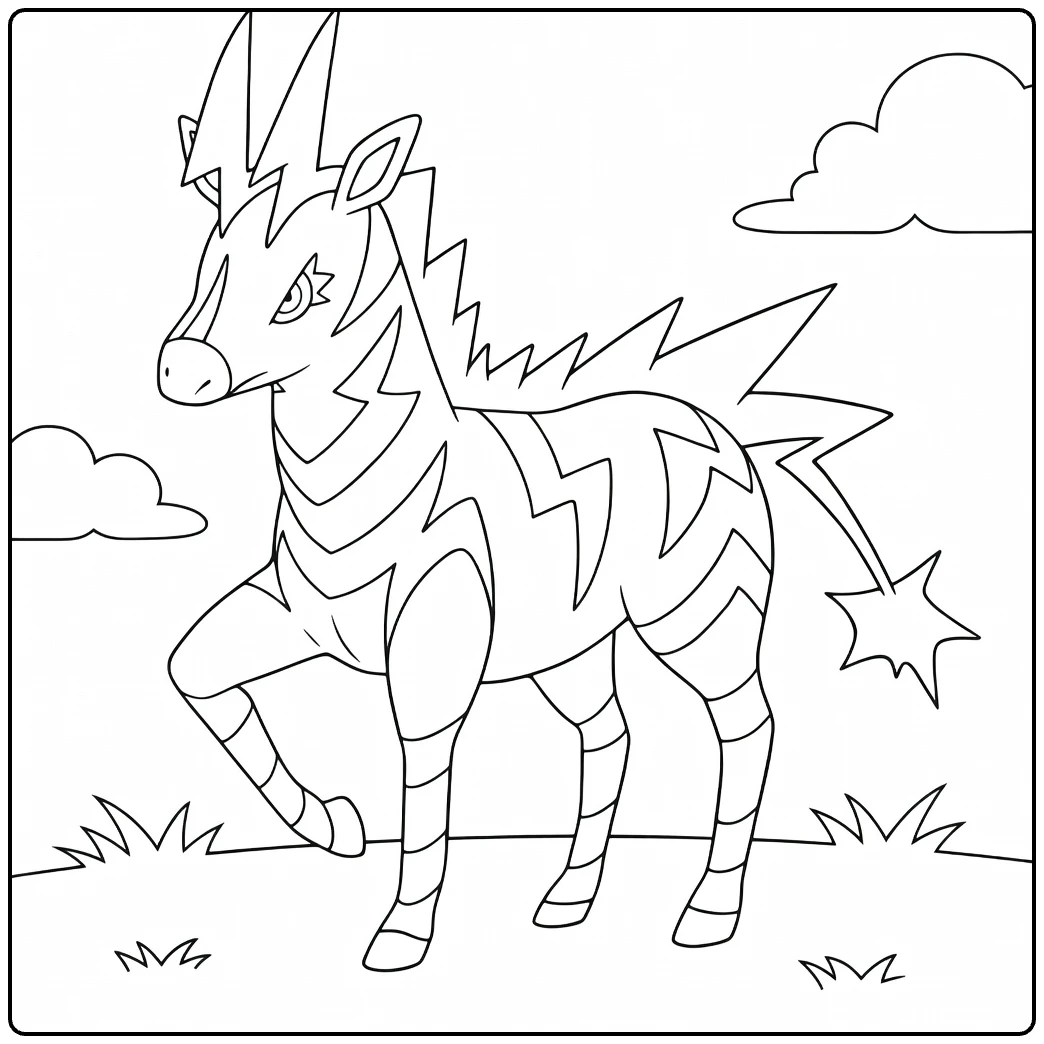 Zebstrika Tough Lightning Zebra coloring page