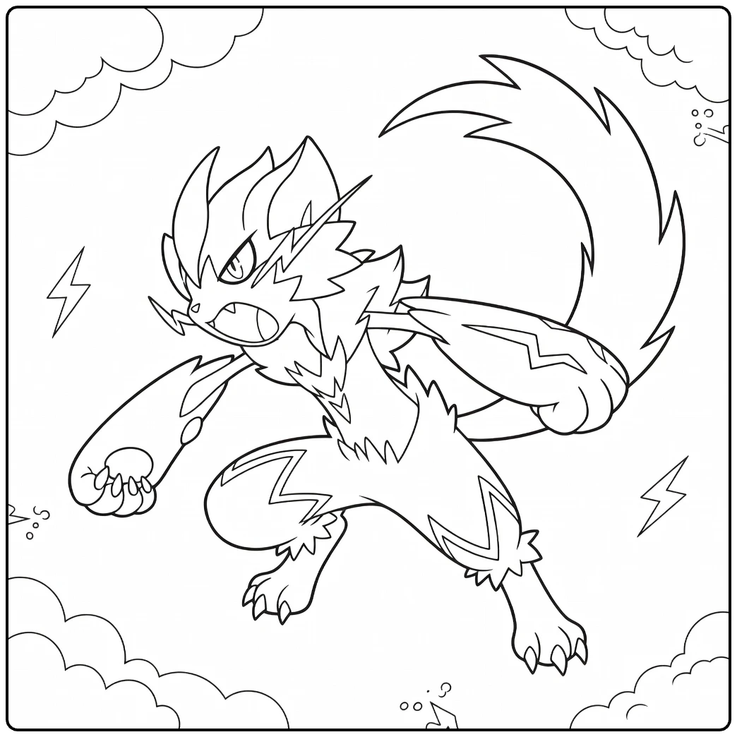 Zeraora in Action Pose coloring page