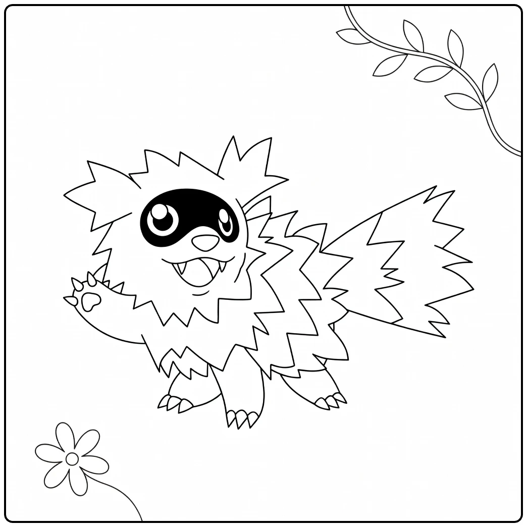 zigzagoon coloring page with happy fuzzy zigzagoon