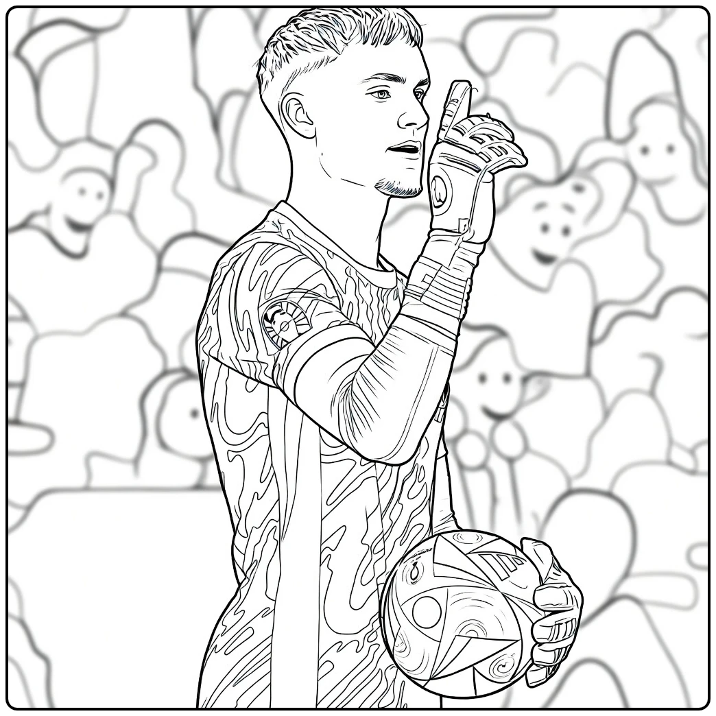 Bart Verbruggen coloring page showing a Netherlands goalkeeper