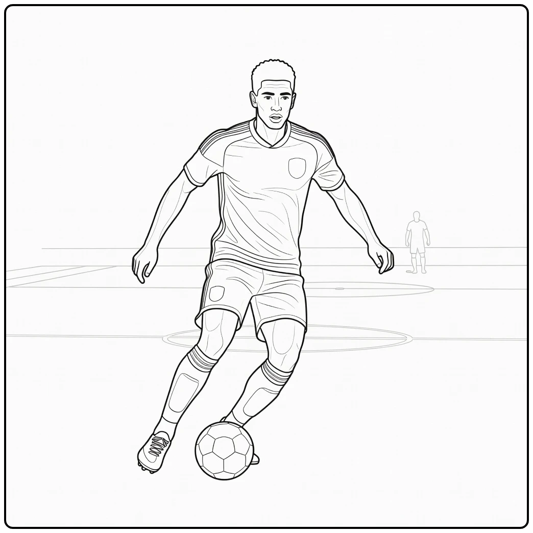 Bellingham coloring page featuring Jude in close control