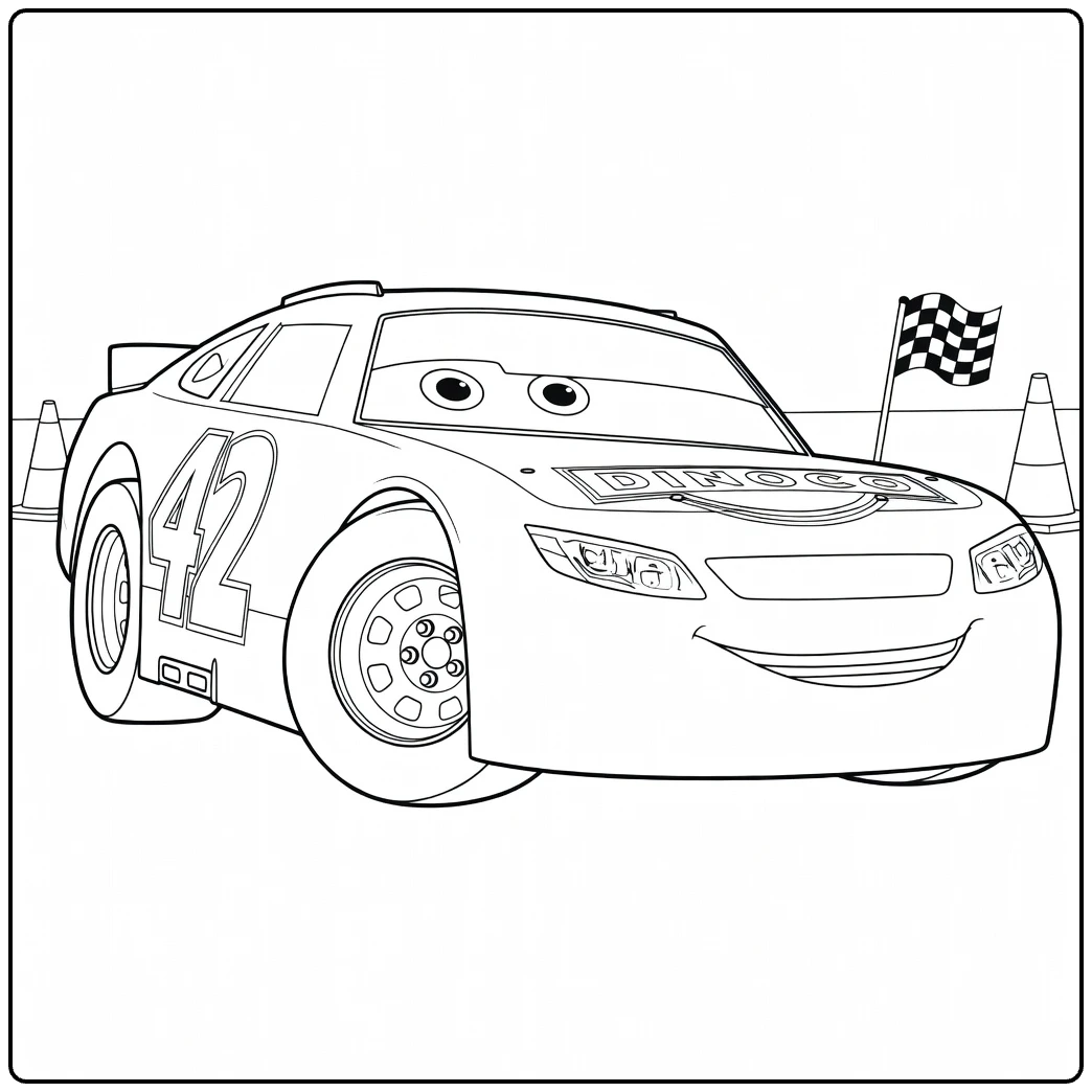 Cal Weathers coloring page of Dinoco race car nummer 42