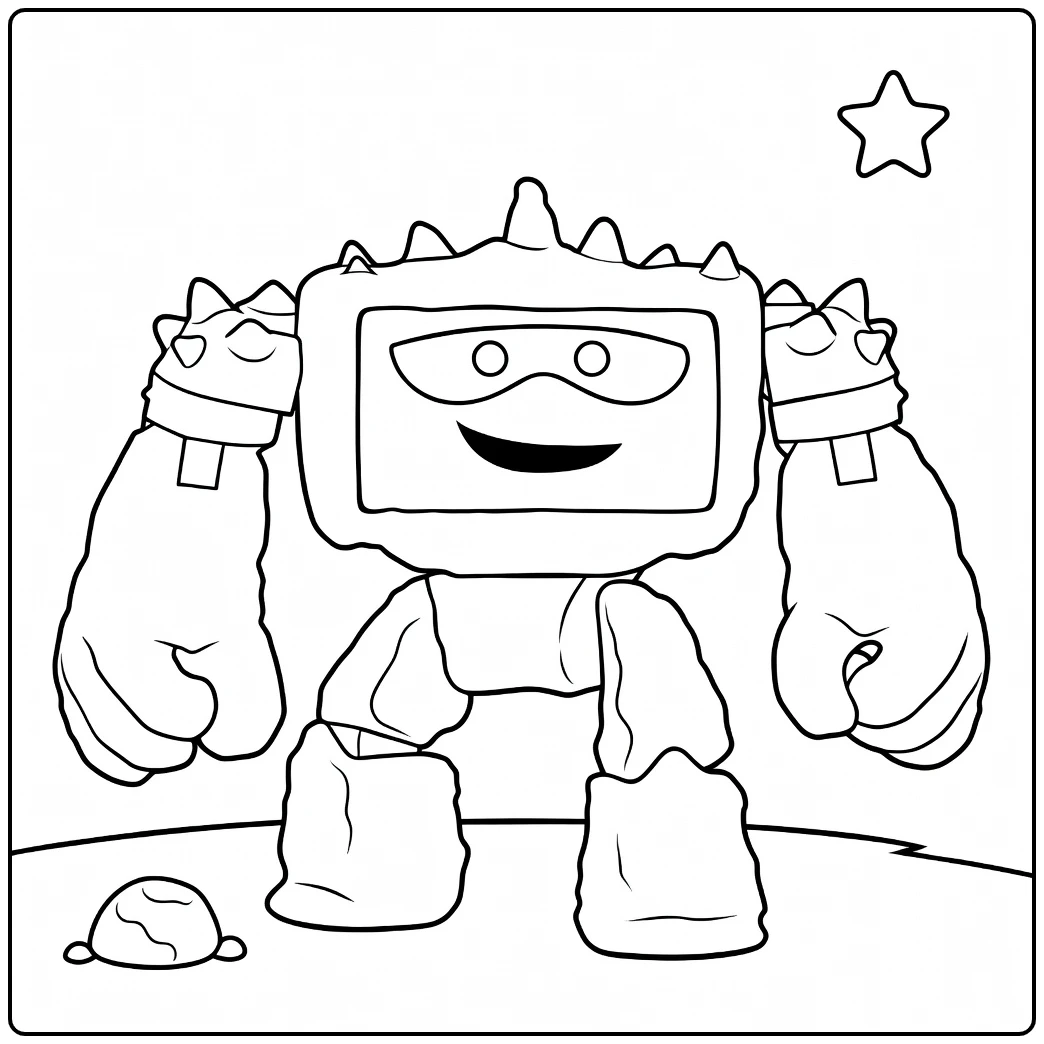 Chunk coloring page of stenen robot with star