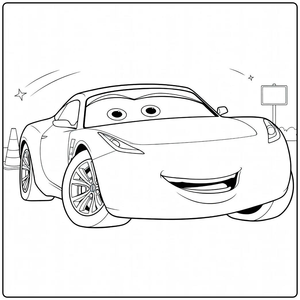 Cruz Ramirez coloring page of smiling race car
