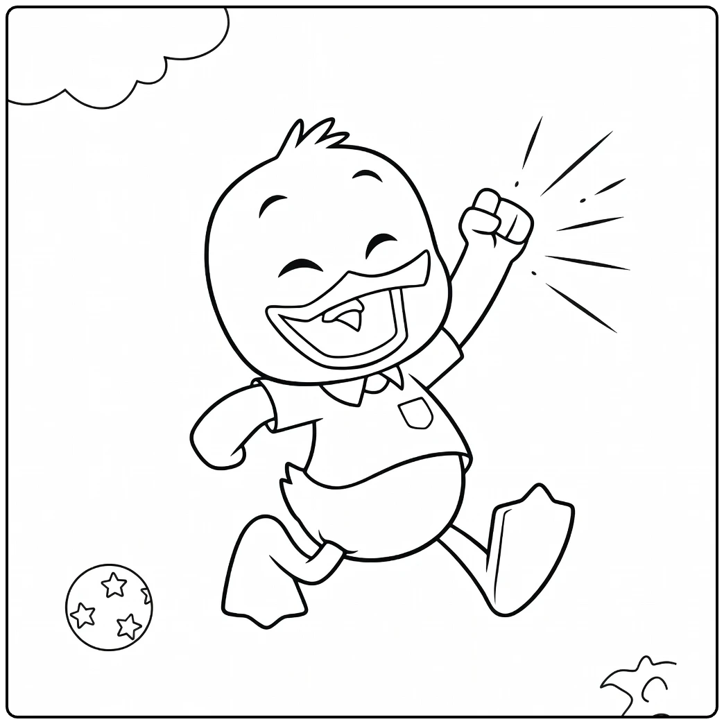 Dewey Duck coloring page happy duck rent with bal
