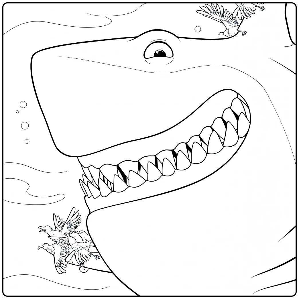 diane the shark coloring page smiling haai