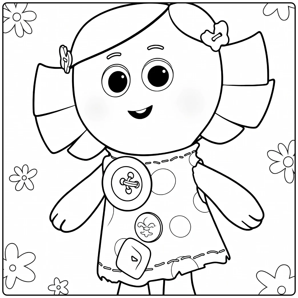 Dolly coloring page schattig meisje with flowers