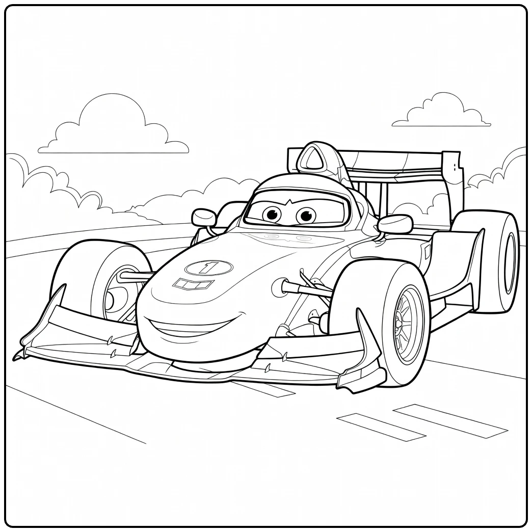 Francesco Bernoulli coloring page of the fast race car