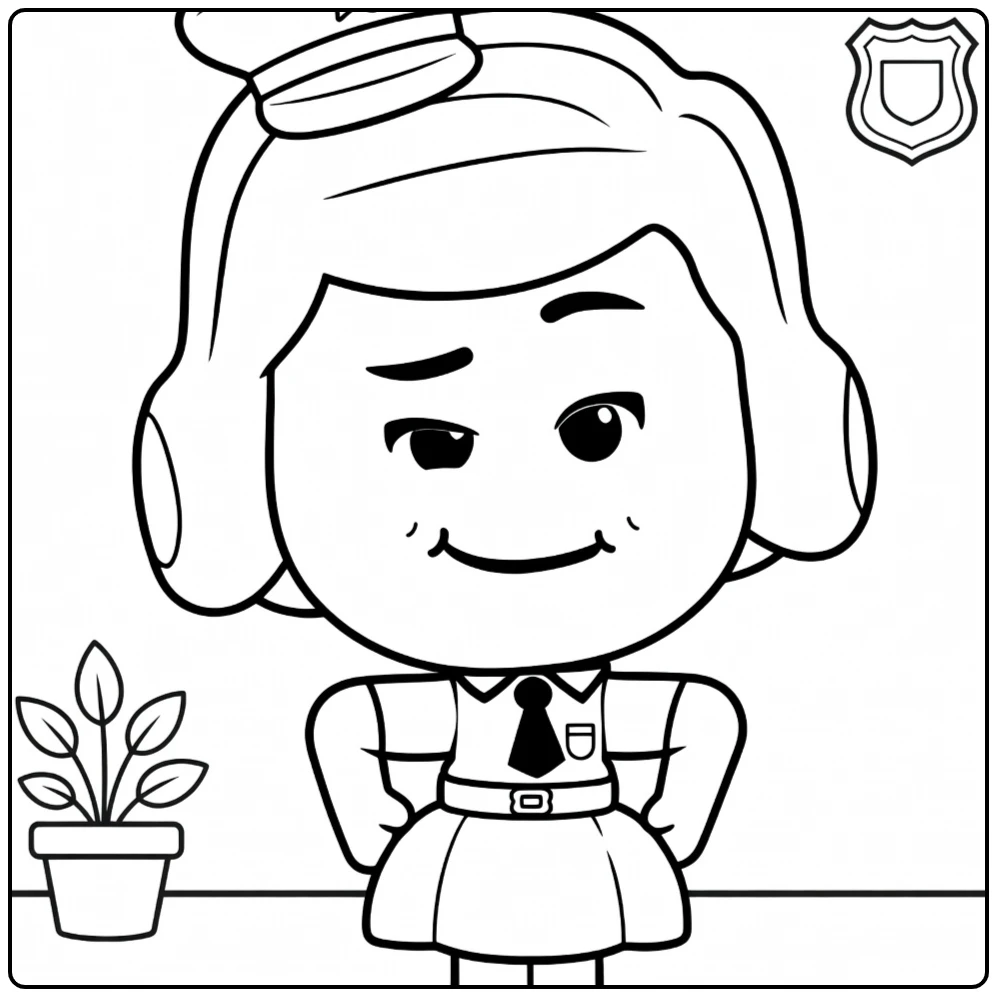Giggle McDimples coloring page of cute politieagente