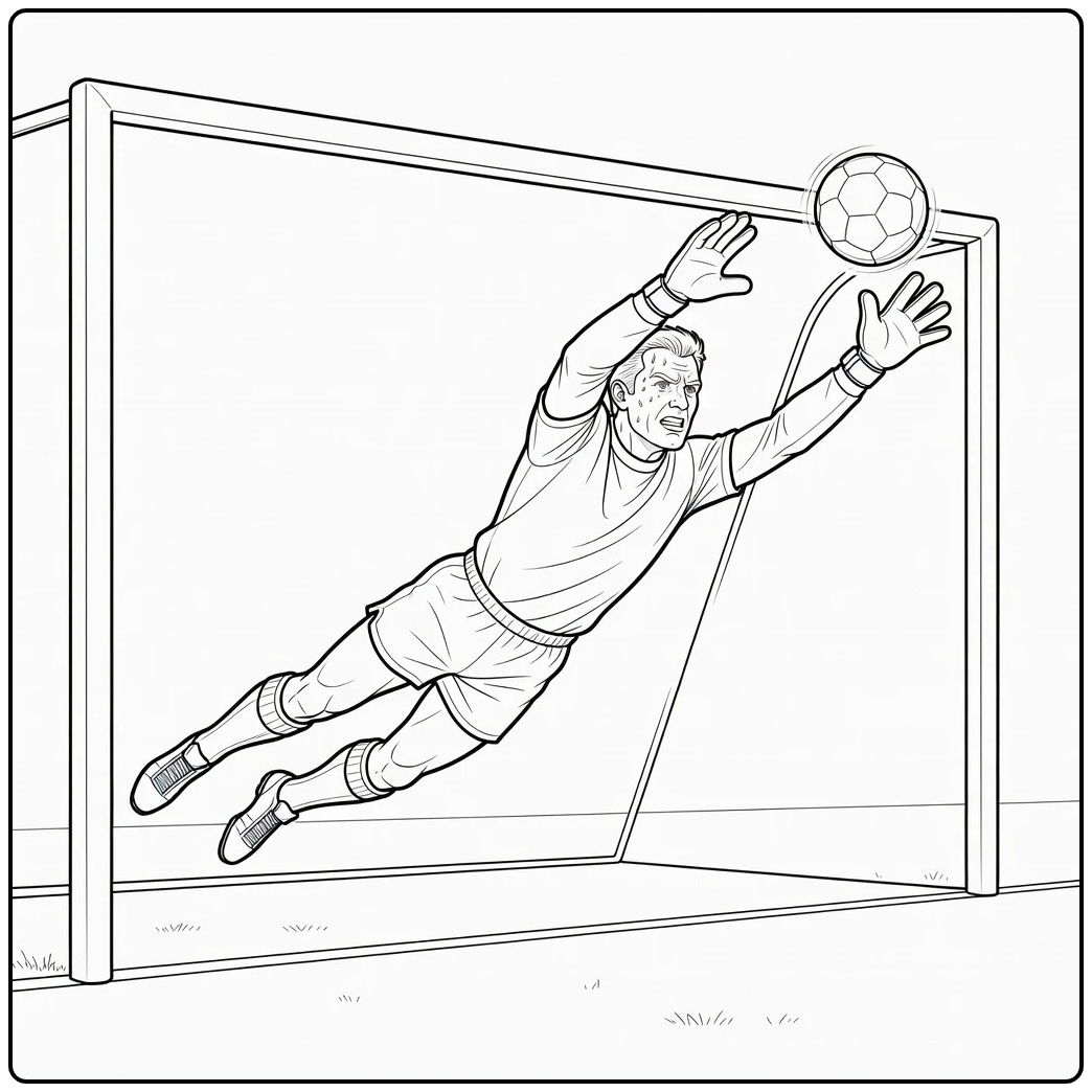 Gordon Banks Spectacular Goalkeeper Dive coloring page