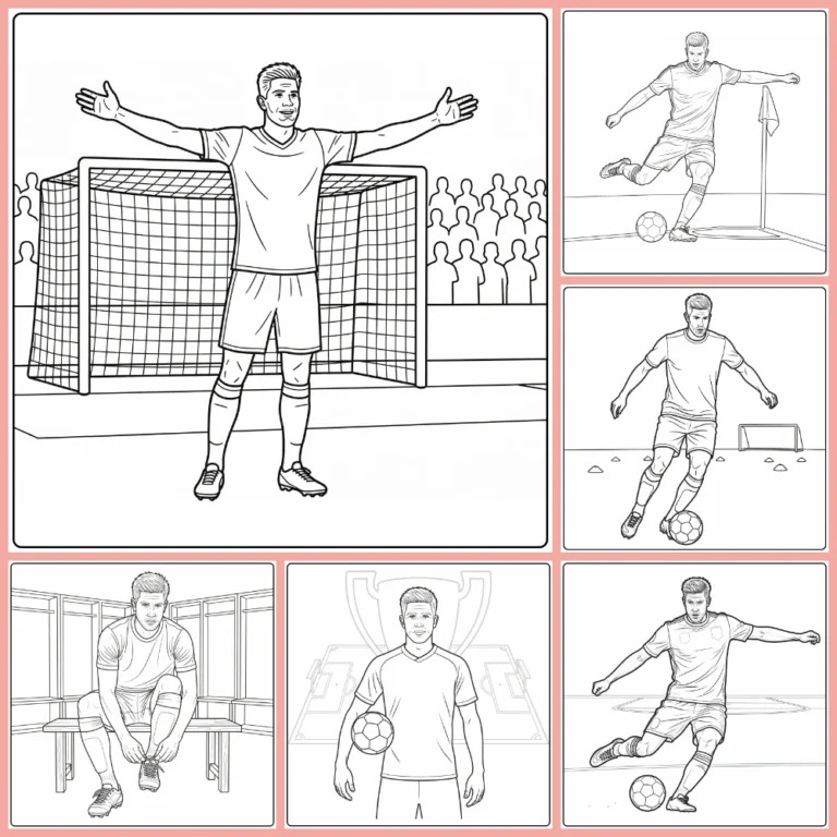 Kevin De Bruyne coloring page collection preview with playmaking scenes