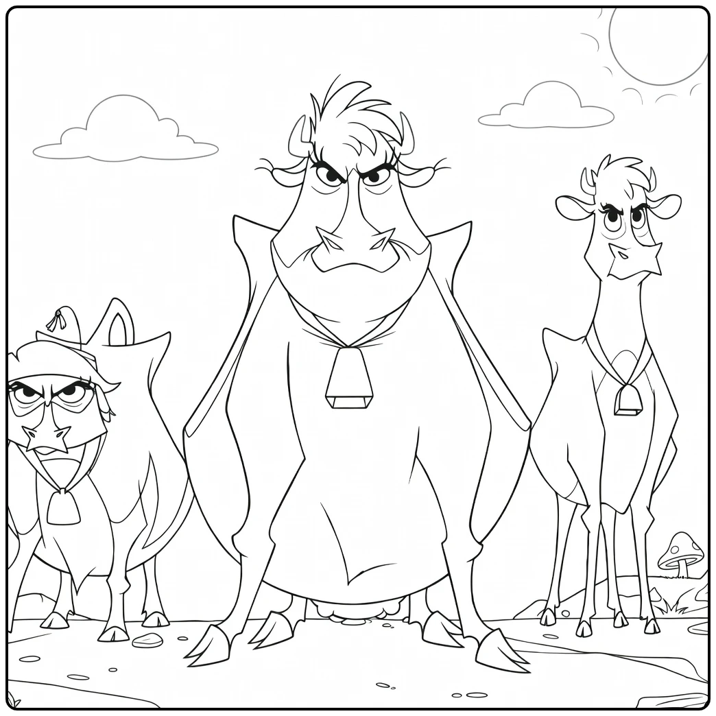 Home On The Range coloring page with three cows