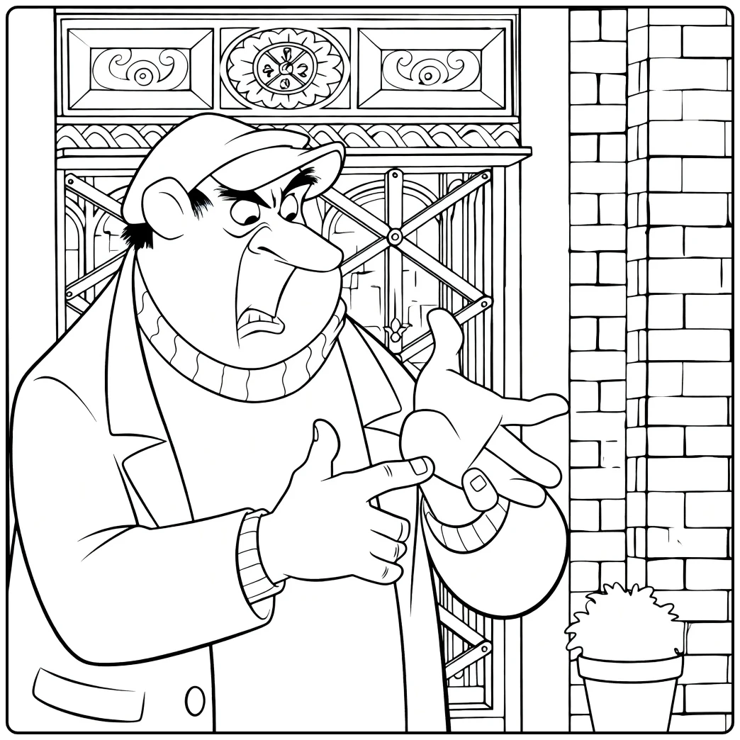 horace Funny Cartoonman with Handen Gebarend coloring page