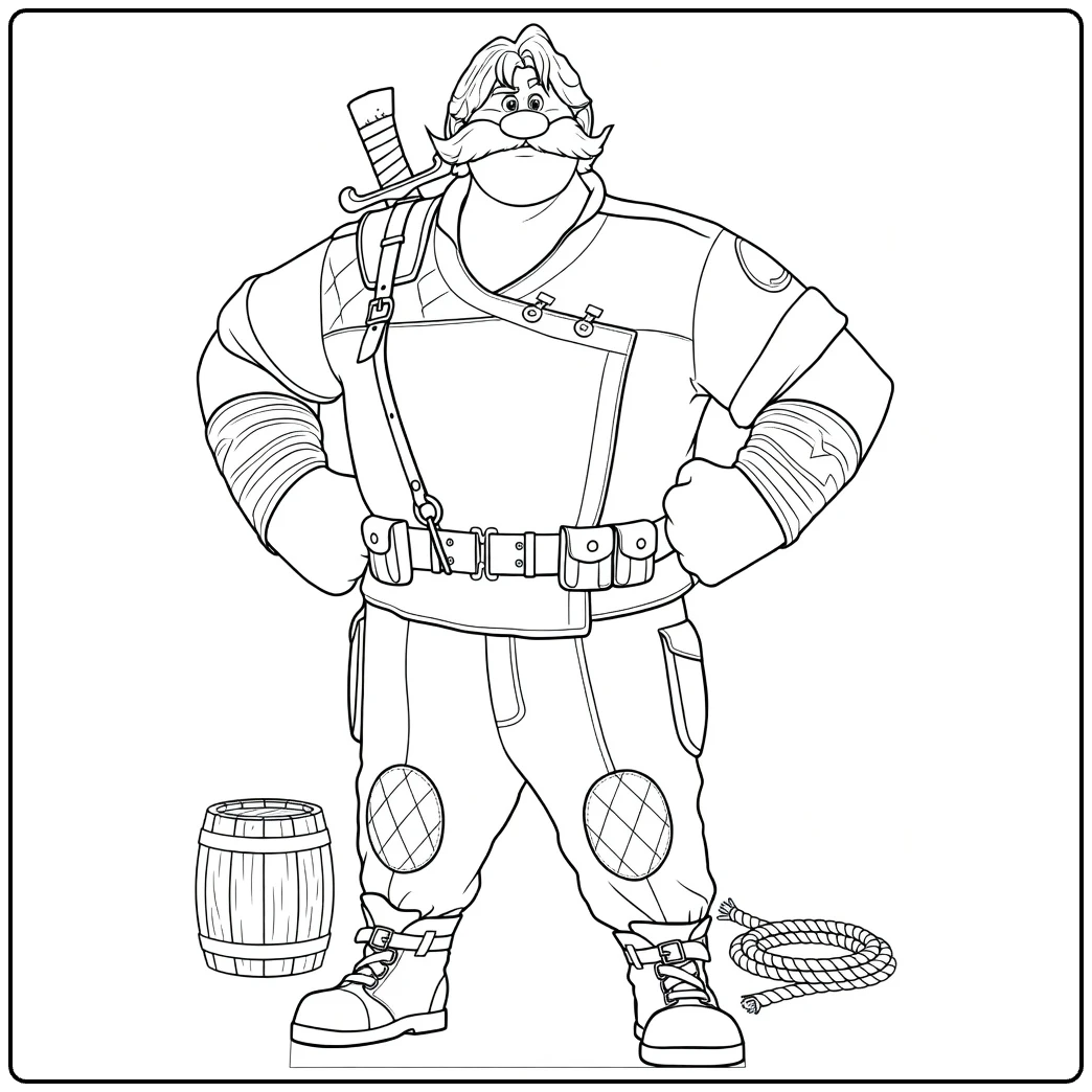 Jaeger Clade coloring page featuring the rugged explorer with equipment