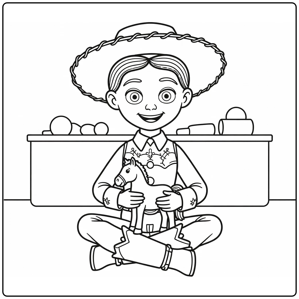 Jessie coloring page with Jessie and paardfiguur