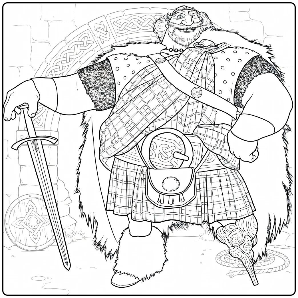 king fergus coloring page brave koning with plaid