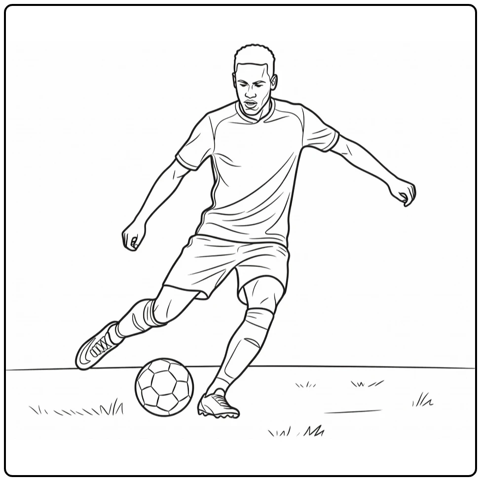Skill coloring page of Neymar performing a step-over move