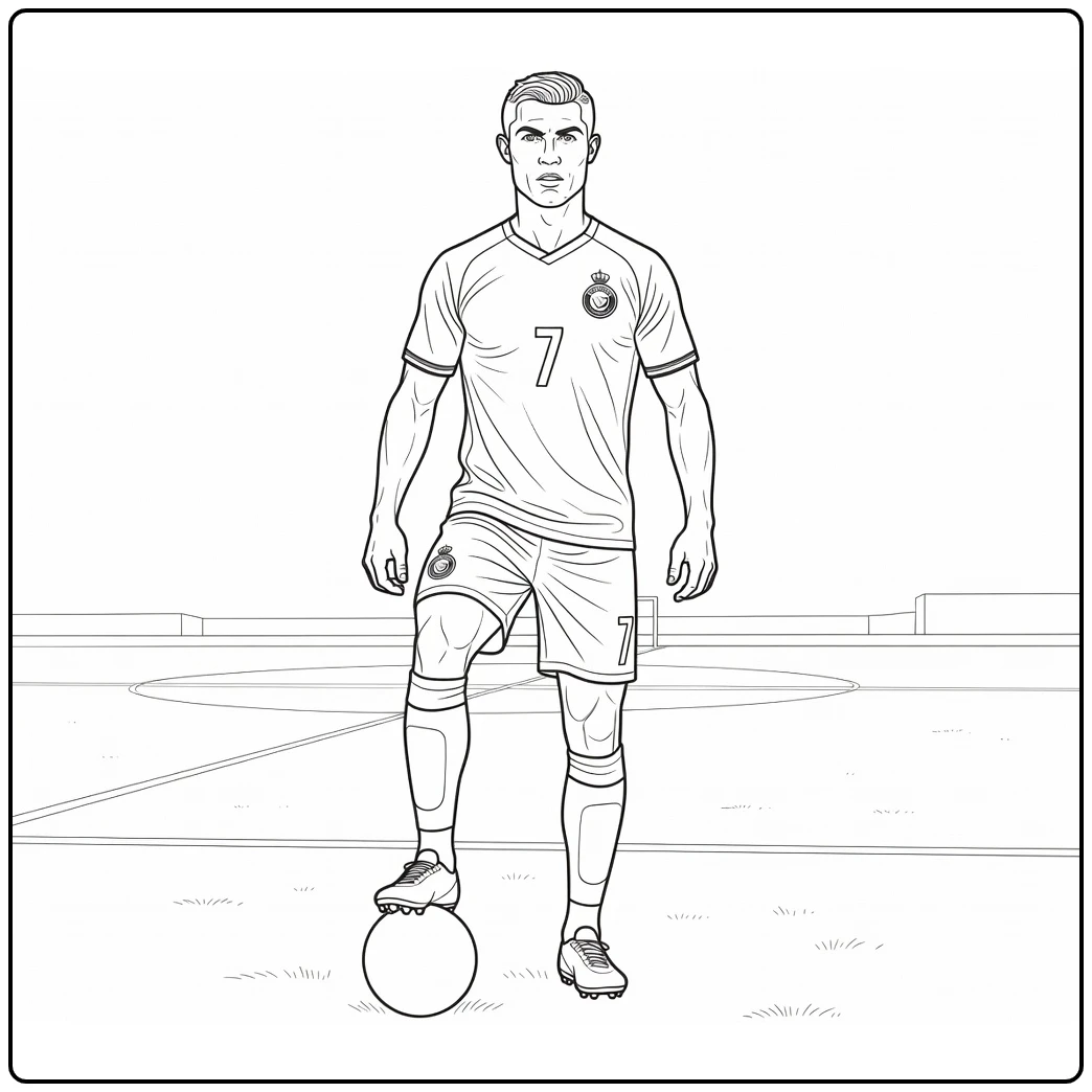 Cristiano Ronaldo Al-Nassr coloring page with the ball