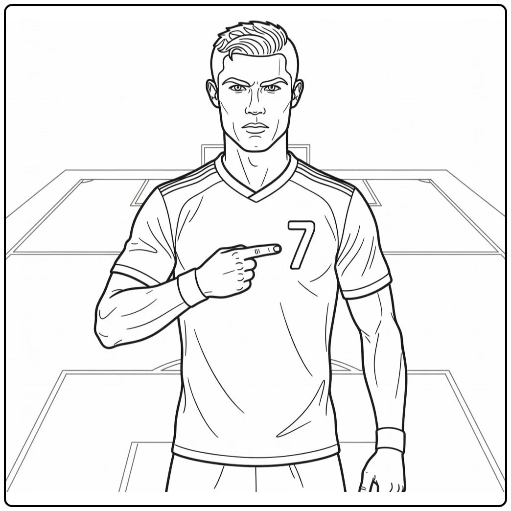 Cristiano Ronaldo jersey coloring page showing the number 7