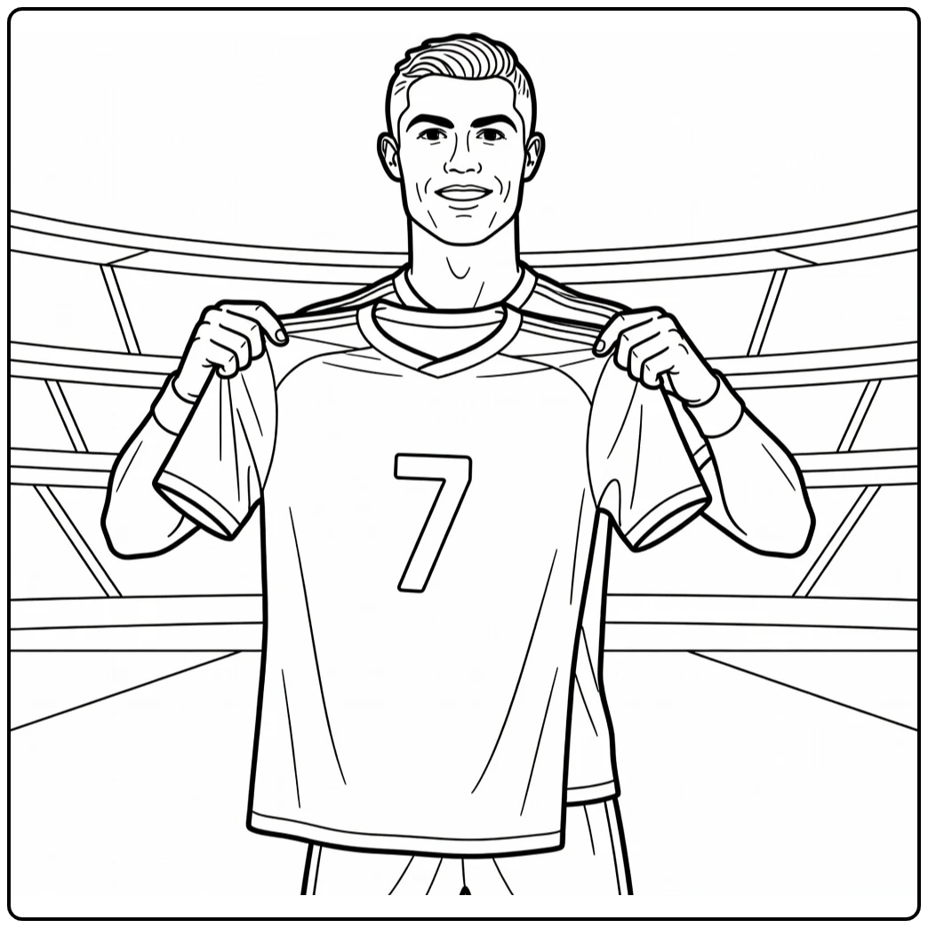 Cristiano Ronaldo jersey coloring page featuring number 7