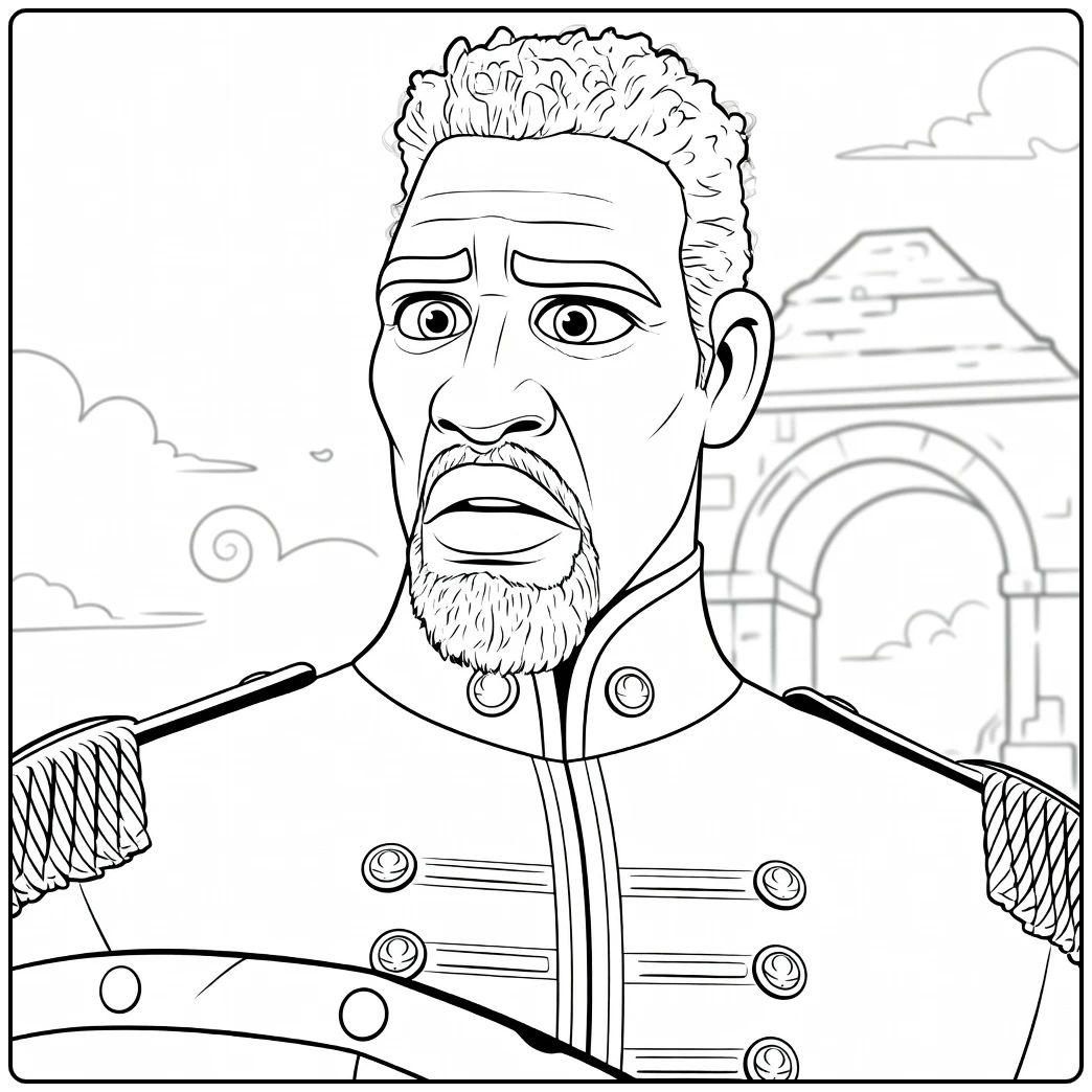 Lieutenant Destin Mattias coloring page of man in uniform