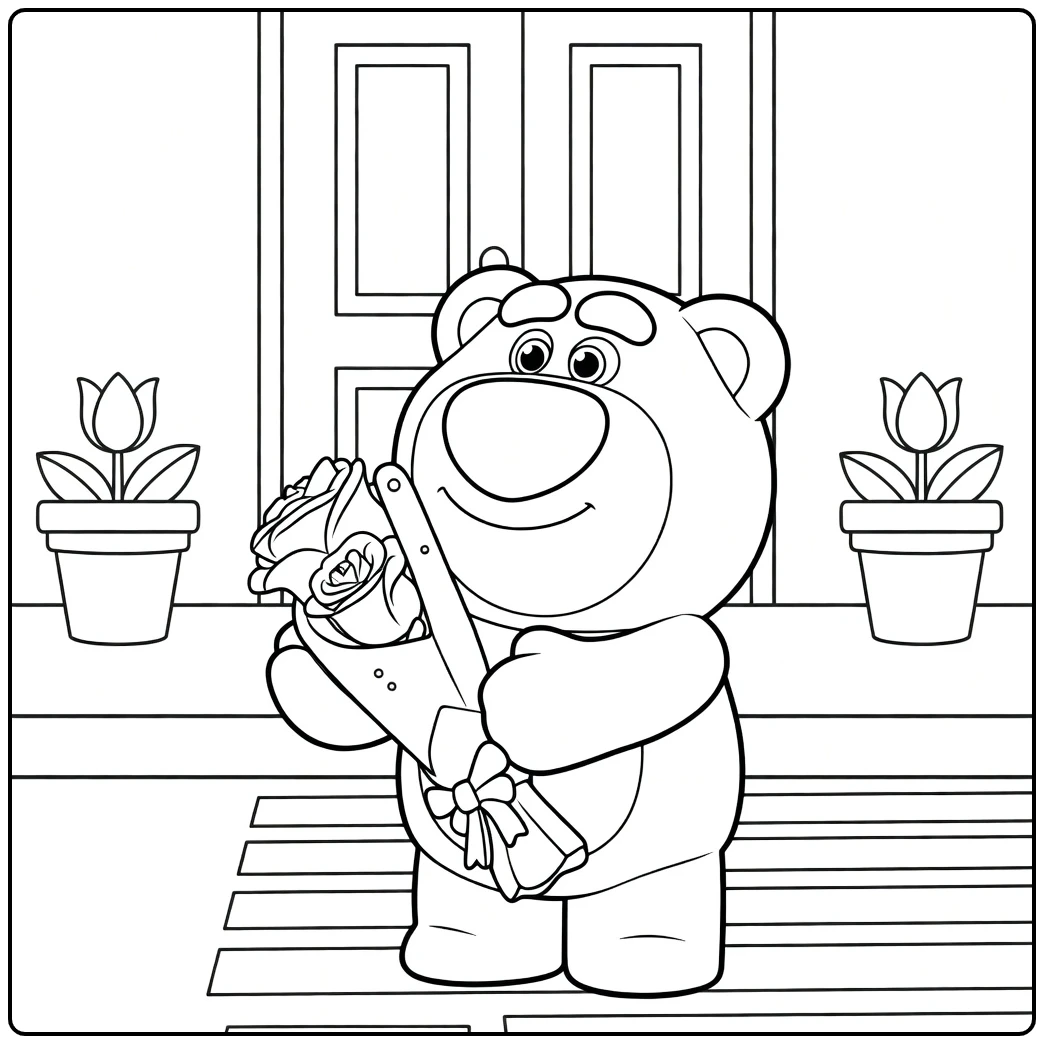 Lotso coloring page beer with rozen for deur