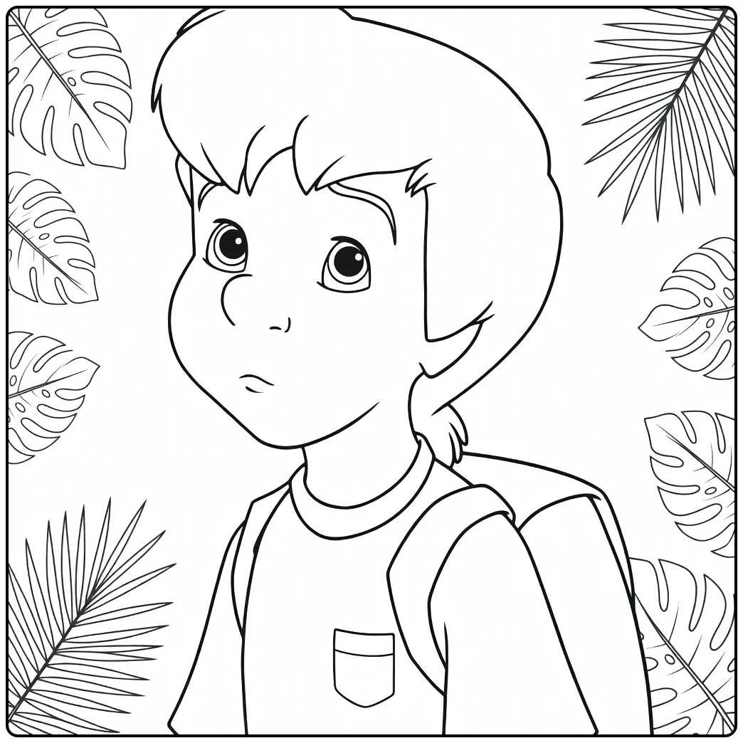 luke Avontuurlijke Boy in the Jungle coloring page