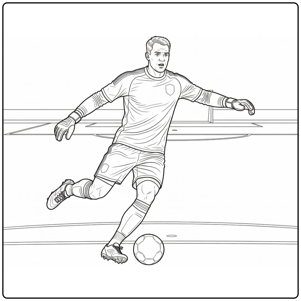 Manuel Neuer in Realistic Soccer Scene coloring page